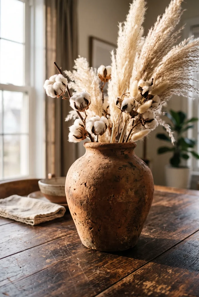 Distressed Terracotta Vase Centerpiece