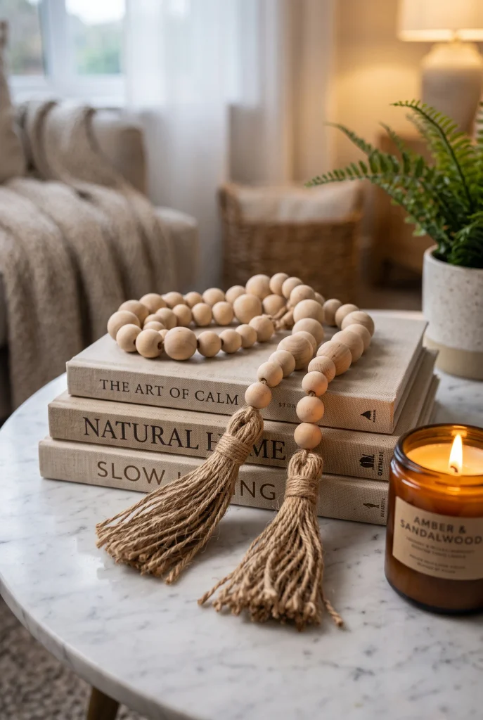 Distressed Wooden Bead Garland