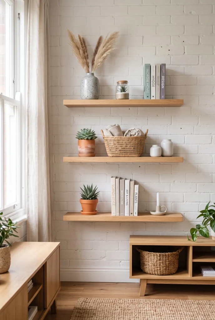 Floating Wooden Wall Shelves