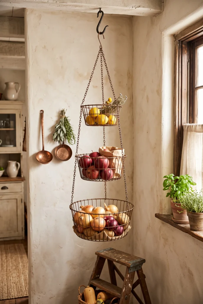 Hanging Tiered Wire Basket Towers
