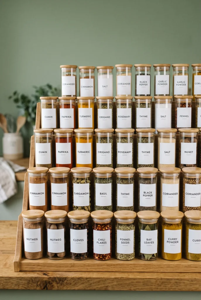 Labelled Glass Spice Jar Sets