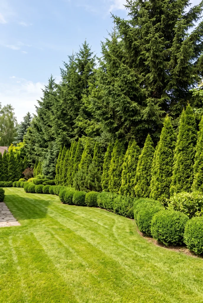 Layered Evergreen Hedges