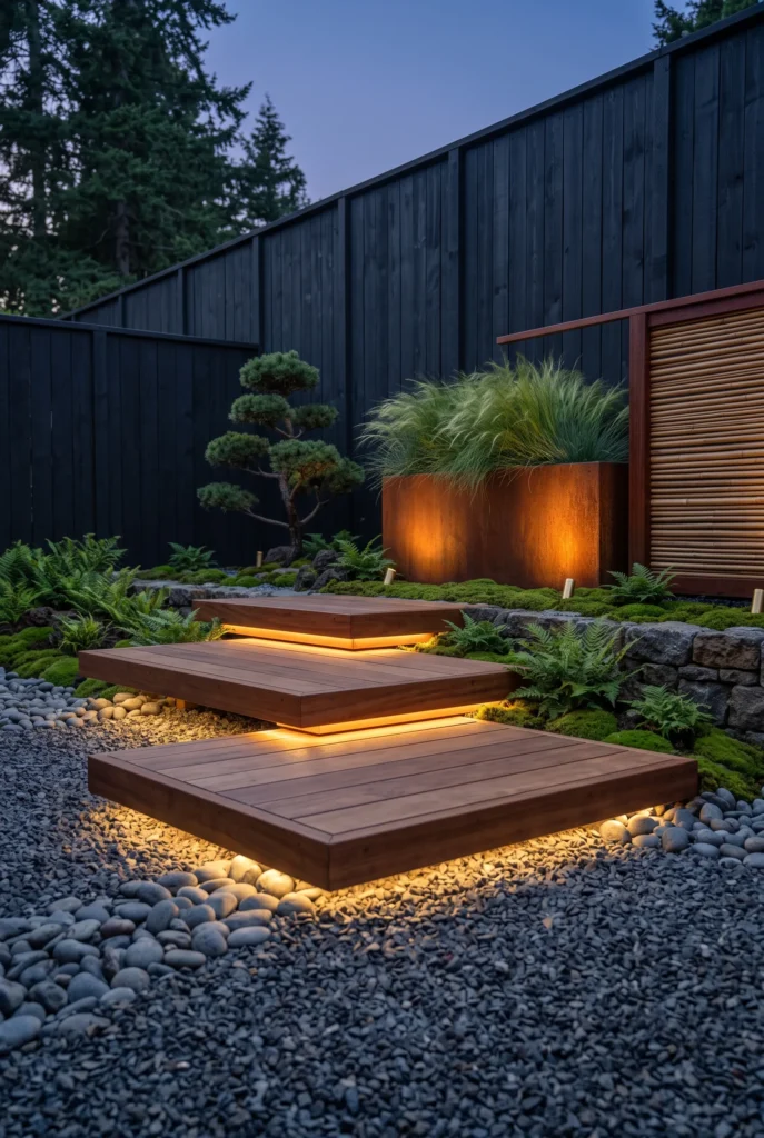 Low Timber Deck Stepping Platforms