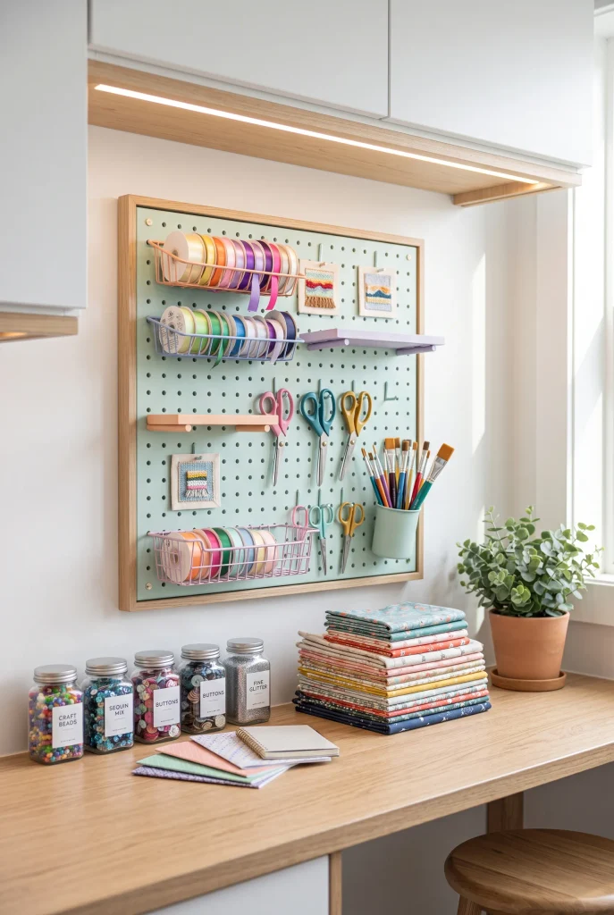 Pegboard Craft Supply Station