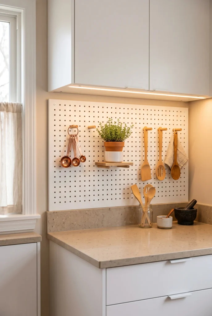 Pegboard Kitchen Backsplash
