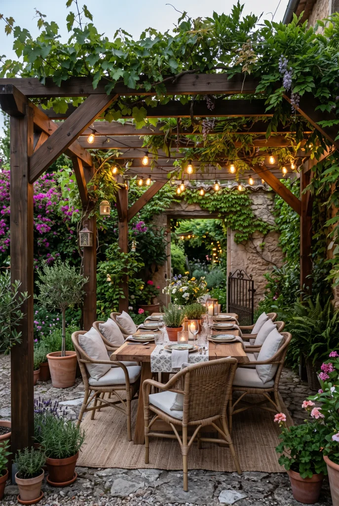 Pergola Covered Dining Space