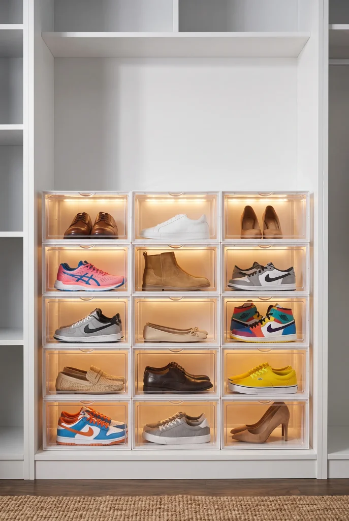 Stackable Clear Plastic Shoe Boxes