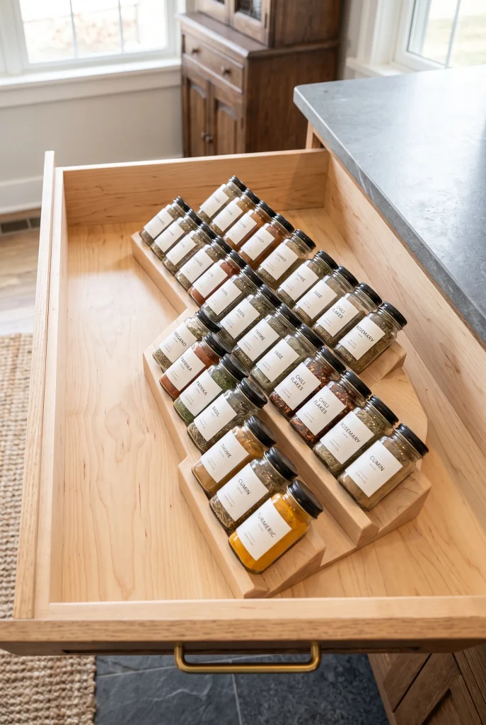 Tiered Wooden Drawer Spice Tray