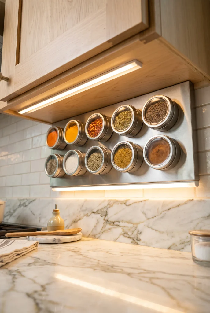 Under-Cabinet Magnetic Spice Tins