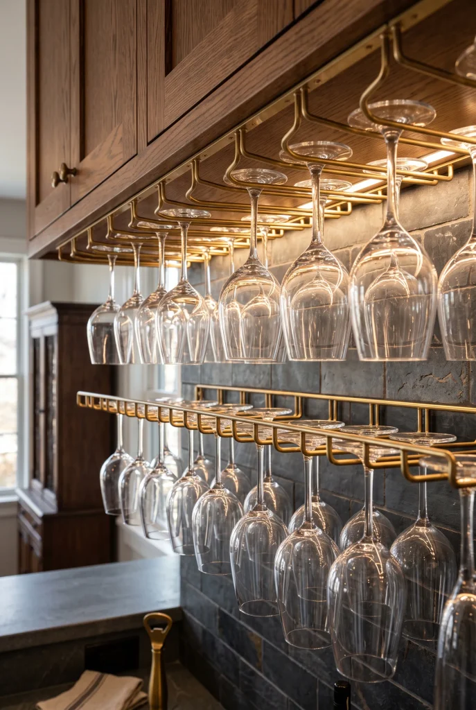 Under-Cabinet Wine Glass Rails