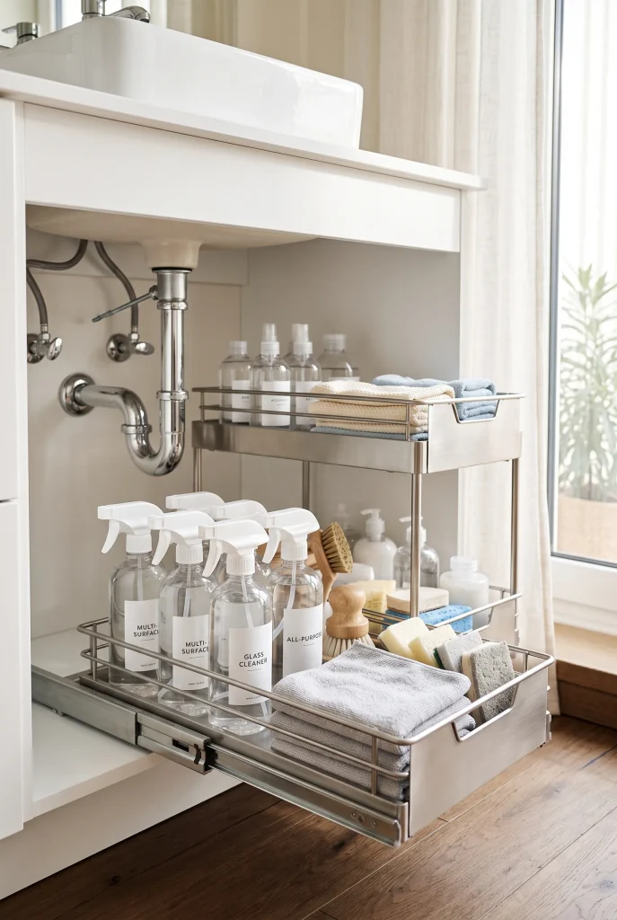 Under-Sink Pull-Out Metal Trays