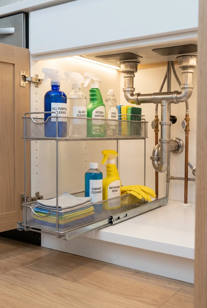 Under-Sink Sliding Drawer Rack