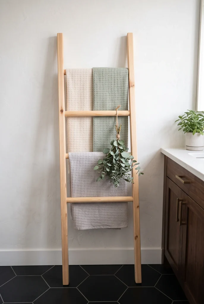 Vertical Wall Ladder Towel Rack